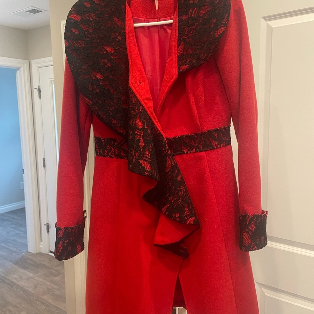 Ryu Vibrant Red Coat with Black Accents